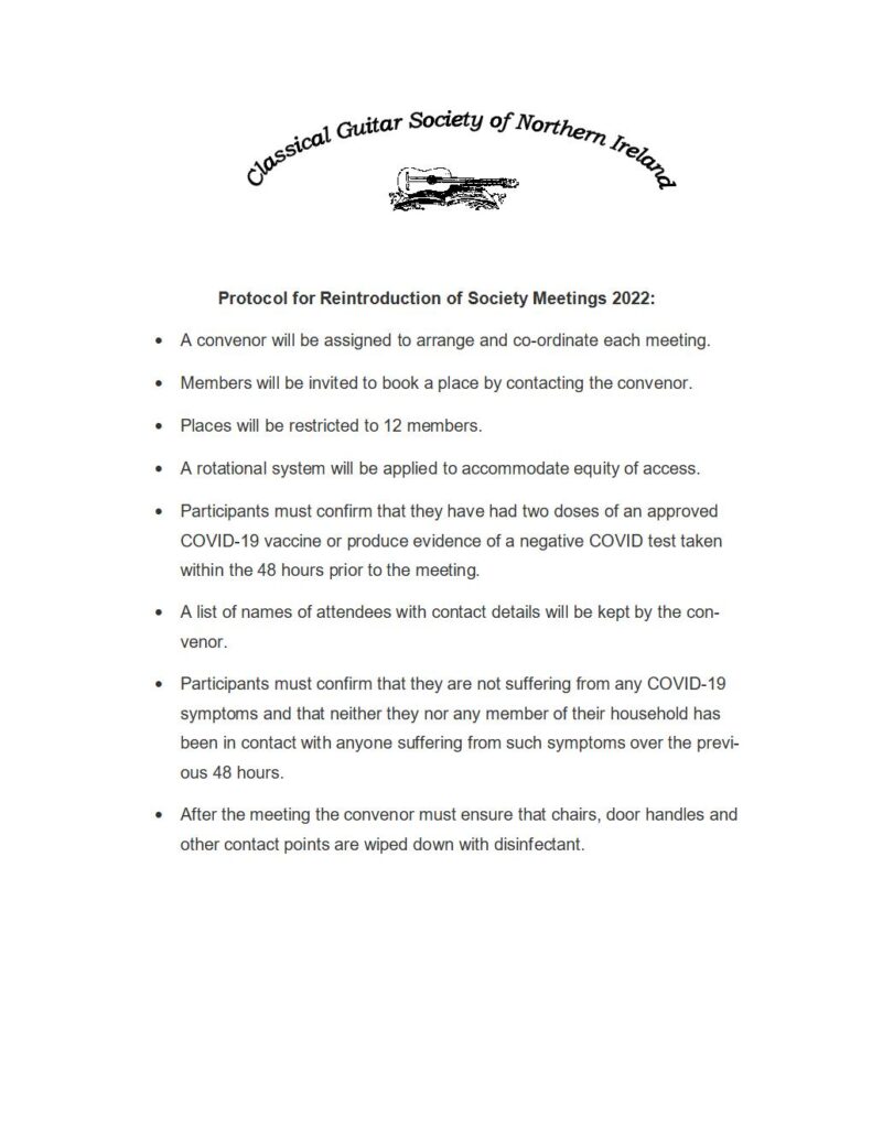 Image of text regarding protocols in the Ulster College of Music