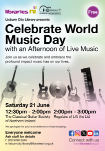 World Music Day poster for Libraries NI